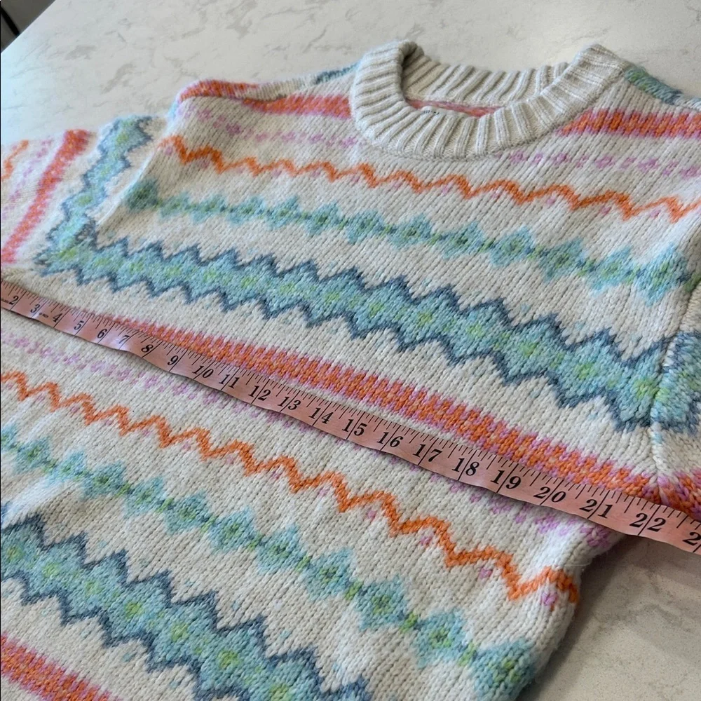 AE American Eagle Oversized Fair Isle Clean Girl Crewneck Sweater S Small